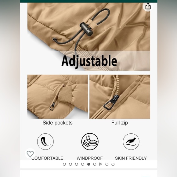 NWT Merokeety Women’s Winter Puffer Coat, Tan/Beige Color - Picture 7 of 7